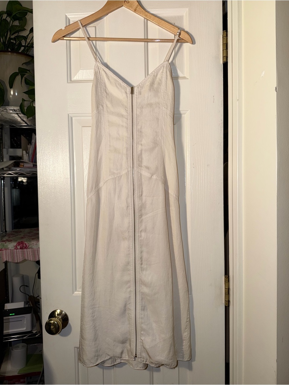 Rag & Bone Ivory White Front Zip Midi Maxi Dress Size 4 Minimalist Designer